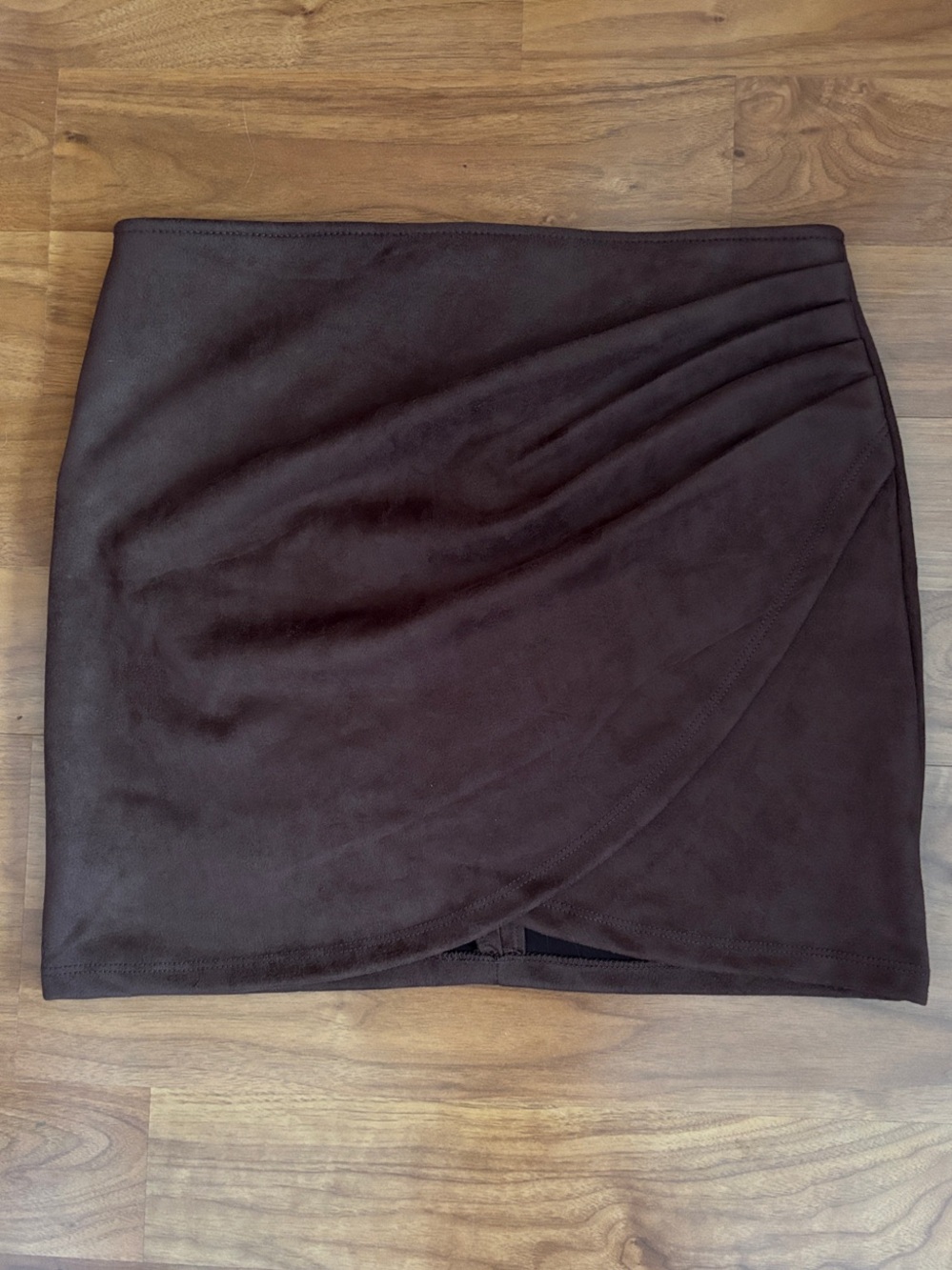 Faux-Suede Wrap Mini Skirt
